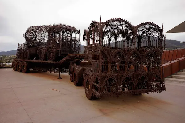 Flatbed truck and trailer (Wim Delvoye)